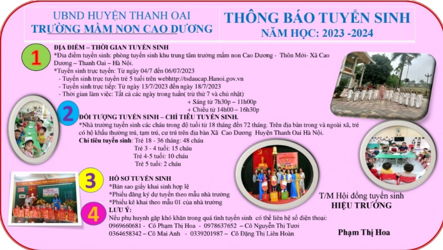 📣📣📣TRƯỜNG MẦM NON CAO DƯƠNG  THÔNG BÁO TUYỂN SINH NĂM HỌC 2023-2024. 📚📐🖍 🍀🍀🍀🍀🍀🍀🍀🍀🍀🍀🍀🍀🍀🍀🍀