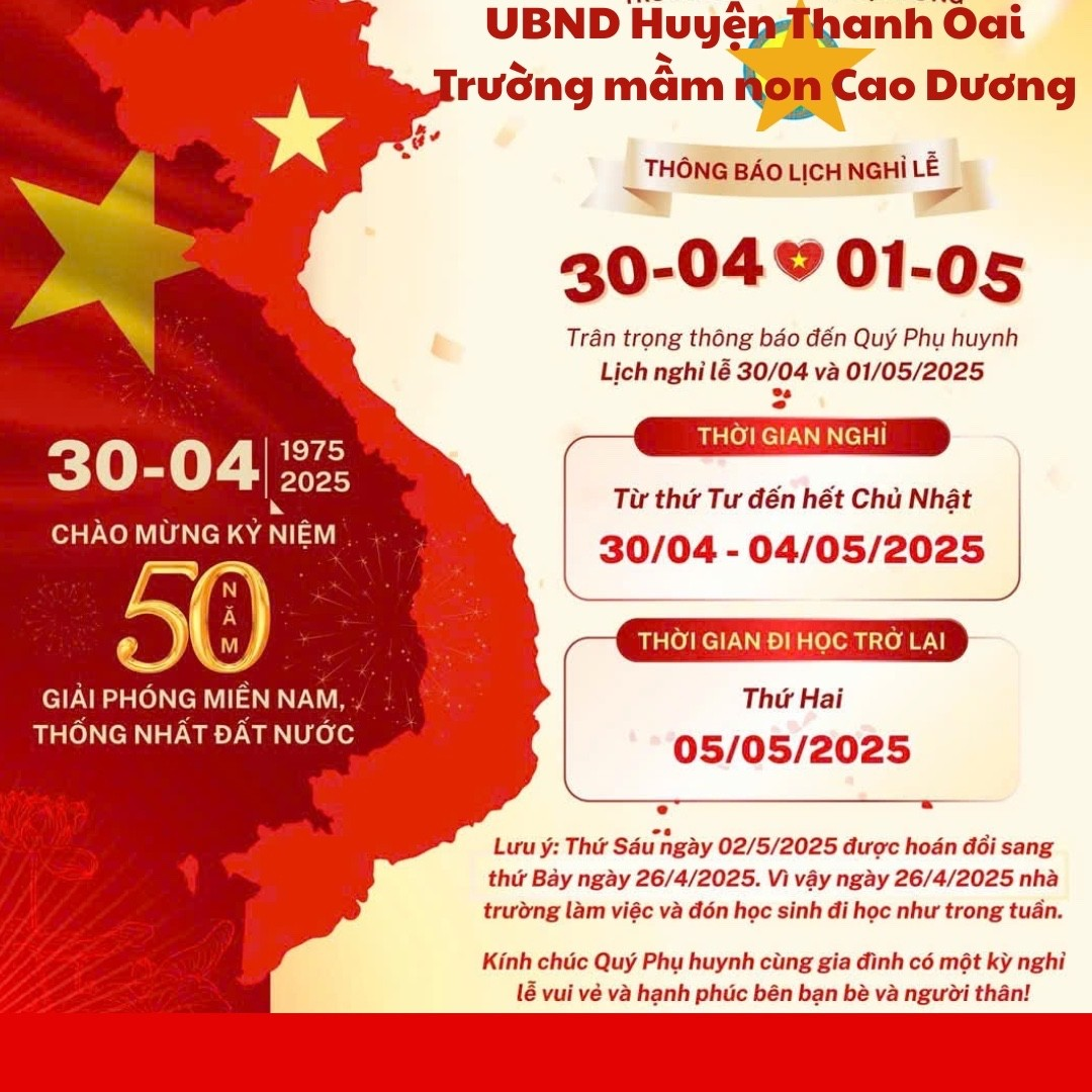 thông báo nghỉ lễ 30/4 -1/5