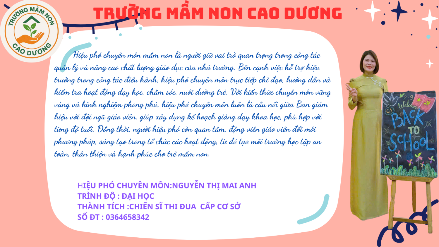 🌸 GIỚI THIỆU ĐỘI NGŨ CÁN BỘ, GIÁO VIÊN, NHÂN VIÊN TRƯỜNG MẦM NON CAO DƯƠNG